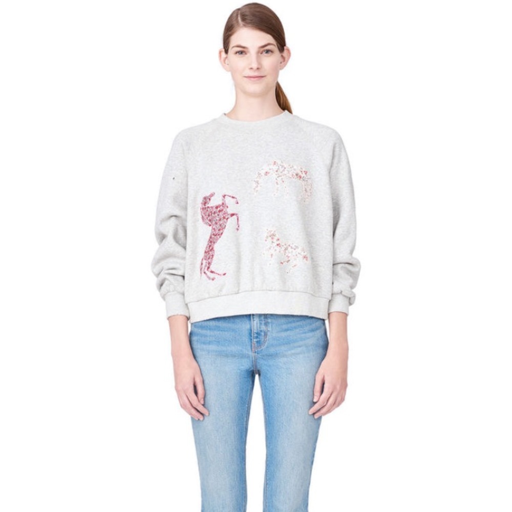 Rebecca Taylor La Vie Pony Appliqué Pullover Sweater Cowboy / Cowgirl - XS 🐴❤️